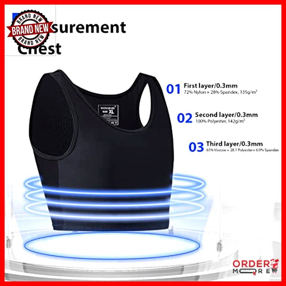 Chest Binder Corset with Mesh Tank Top Snug Stretchy Lightweight Breathable FTM - Picture 2 of 7